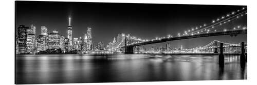 Aluminium print New York and Brooklyn Bridge (monochrome)