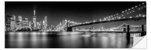 Autocolante decorativo New York and Brooklyn Bridge (monochrome)