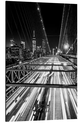 Aluminium print Traffic on Brooklyn Bridge - NYC (monochrome)