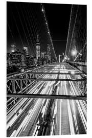 Foam board print Traffic on Brooklyn Bridge - NYC (monochrome)