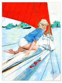 Selvklebende plakat Vintage Sailboat