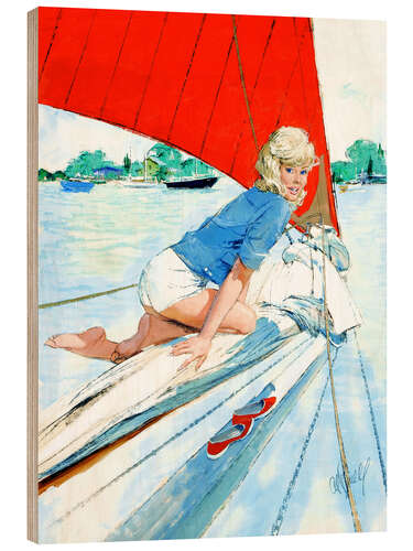 Stampa su legno Vintage Sailboat