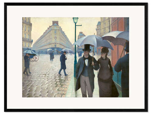 Ingelijste kunstdruk Straat in Parijs, regenachtig weer (Rue de Paris, temps de pluie)