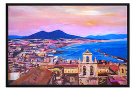 Gerahmter Kunstdruck Neapel mit Vesuv