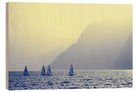 Wood print Regatta || boats || Italy || Lago di Garda