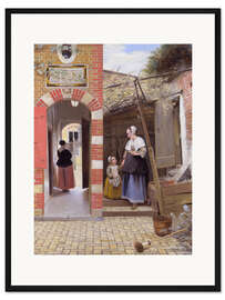 Gerahmter Kunstdruck Hof eines Hauses in Delft