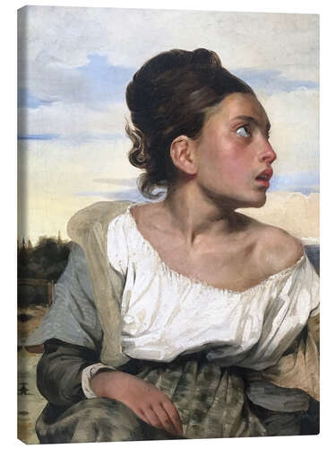 Tableau sur toile Jeune orpheline au cimetière