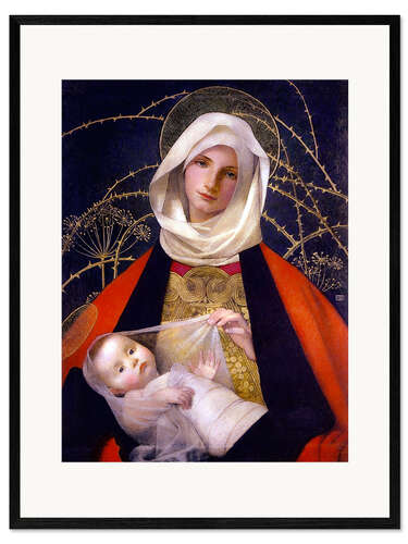 Impresión de arte enmarcada Virgen con niño
