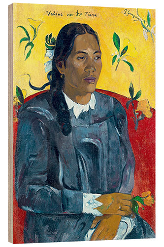 Wood print Woman with a Gardenia