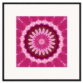 Impression artistique encadrée Fleur rose mandala avec fleur de vie