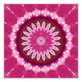 Poster Mandala rosa Blüte mit Blume des Lebens