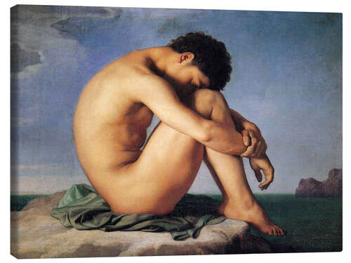 Canvas print Young man beside the sea