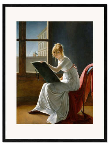 Framed art print Young woman drawing