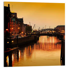 Galleritryk Hamburg harbor sunset