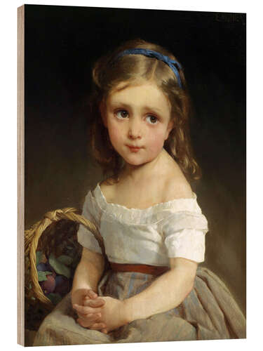 Print på træ Girl with plums Basket
