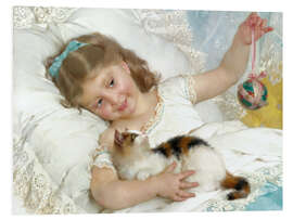 Quadro em PVC Young Girl and Cat