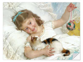 Wall sticker Young Girl and Cat