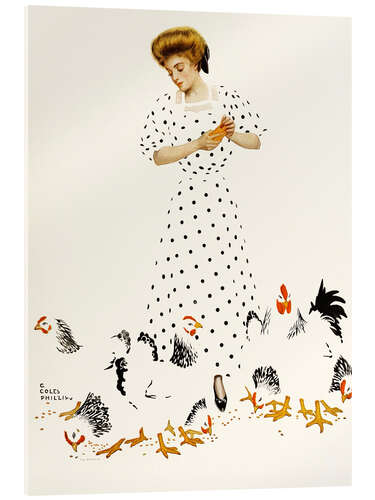 Akrylbilde Lady With Chickens