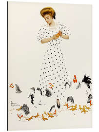 Magnettafel Dame mit Hühnern