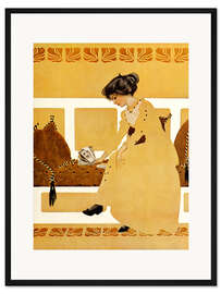 Gerahmter Kunstdruck Dame im gelben Kleid