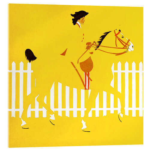 Tableau en verre acrylique Lady With Horse on Yellow