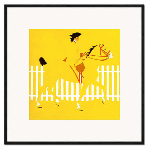 Impresión de arte enmarcada Lady With Horse on Yellow