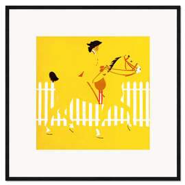 Plakat artystyczny premium w ramie Lady With Horse on Yellow
