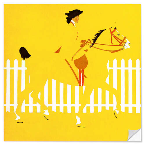 Sticker mural Lady With Horse on Yellow