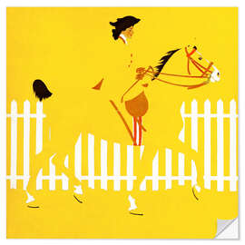 Sticker mural Lady With Horse on Yellow