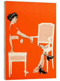 Holzbild Dame bei der Schuhanprobe - Clarence Coles Phillips