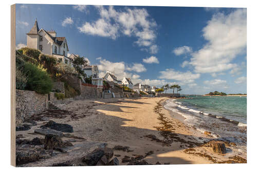 Holzbild Strand bei Carantec (Bretagne, Frankreich)