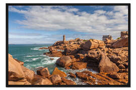 Gerahmter Kunstdruck Leuchtturm Phare de Ploumanach (Bretagne, Frankreich)