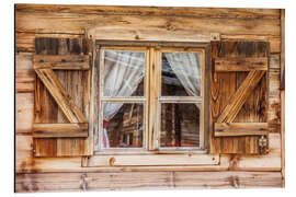 Aluminiumsbilde Window of alps cabin, South Tyrol (Italy)