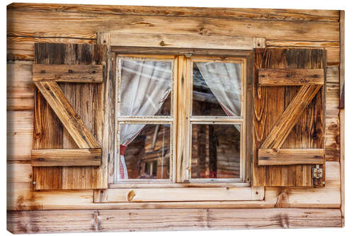 Canvas-taulu Window of alps cabin, South Tyrol (Italy)