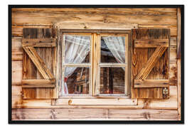 Gerahmter Kunstdruck Fenster einer Almhütte in Südtirol (Italien)