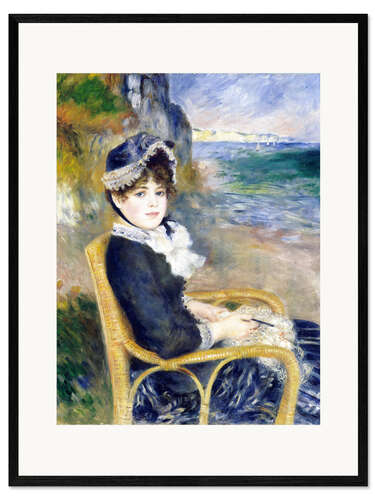 Impression artistique encadrée Femme assise au bord de la mer