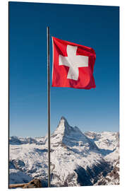 Magnettafel Matterhorn mit schweizer Flagge. Zermatt, Schweiz.