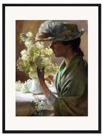 Gerahmter Kunstdruck Dame mit einem Strauß (Schneebälle)