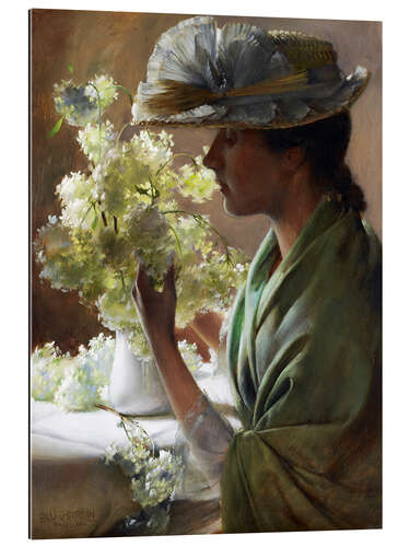 Galleritryk Lady with a bouquet (Snowballs)