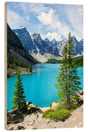 Holzbild Moraine Lake im Tal der Ten Peaks, Banff National Park, Alberta, Kanada