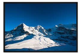 Gerahmter Kunstdruck Eiger Mönch und Jungfrau Panorama vom Lauberhorn, Grindelwald, Schweiz