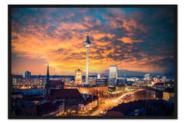 Gerahmter Kunstdruck Berlin bei Sonnenuntergang