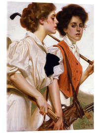 Acrylic print Two Ladies Playing Golf - Joseph Christian Leyendecker