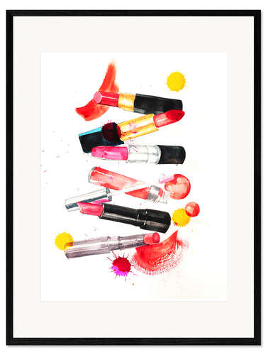 Impressão artística com moldura Lipstick collection