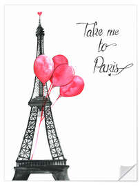 Selvklebende plakat Take me to Paris