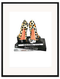 Gerahmter Kunstdruck Pumps und Fashion Lektüre