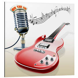 Magnettafel E-Gitarre mit Mikrofon und Musiknoten