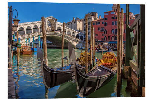 Foam board print Venice Gondola at Rialto bridge