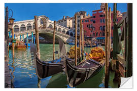 Selvklebende plakat Venice Gondola at Rialto bridge