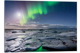 Gallery print Iceland: Aurora Borealis, Icebergs, Moon and Stars